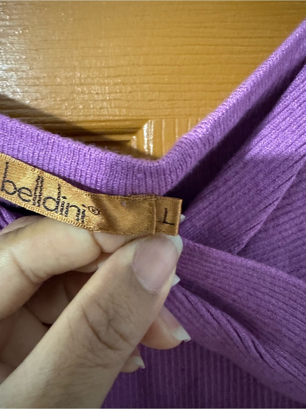 Belldini Purple Ribbed Twist-Neck Top - Picture 3 of 3